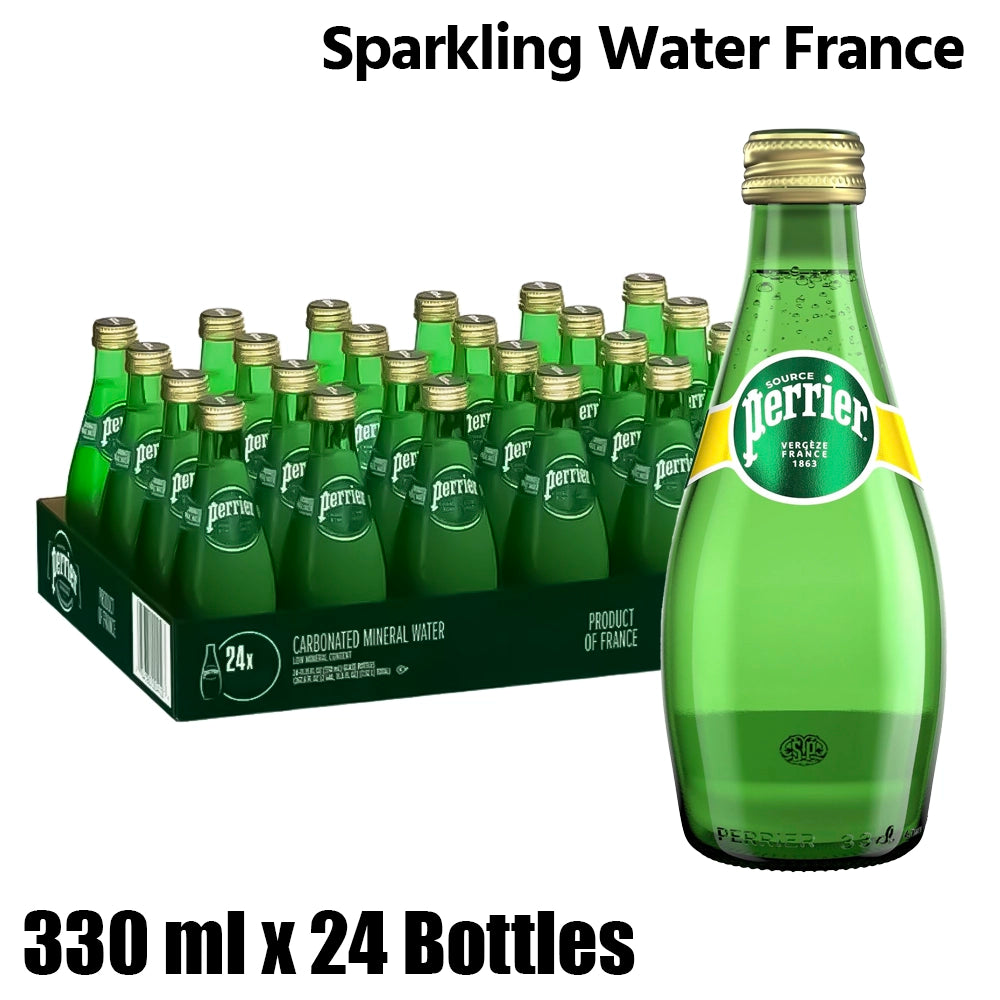 Perrier sparkling water, france, 1 box (24 bottles x 330ml each)
