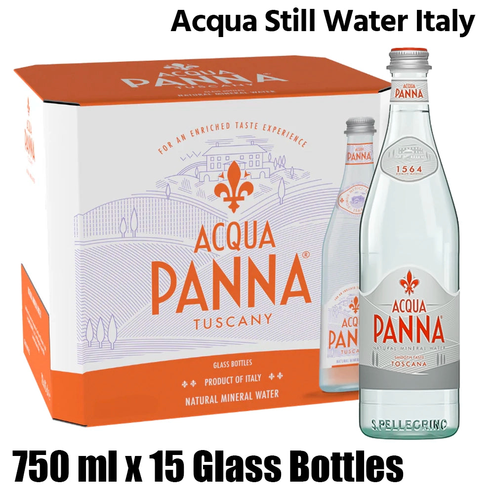 Acqua panna still water, glass bottles, italy, 1 box (15 bottles x 750ml each
