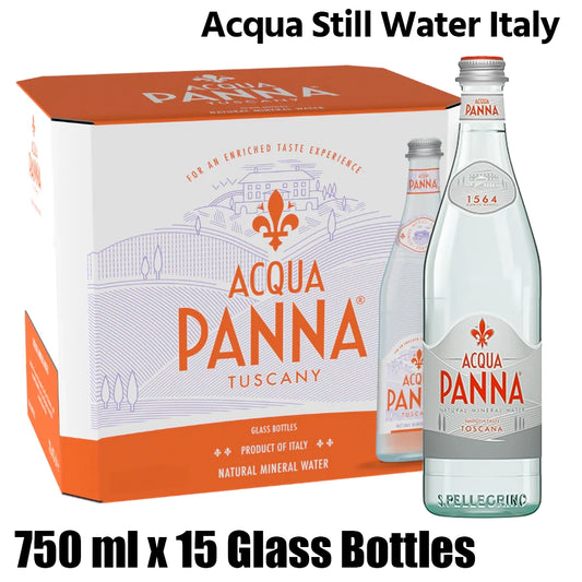 Acqua panna still water, glass bottles, italy, 1 box (15 bottles x 750ml each