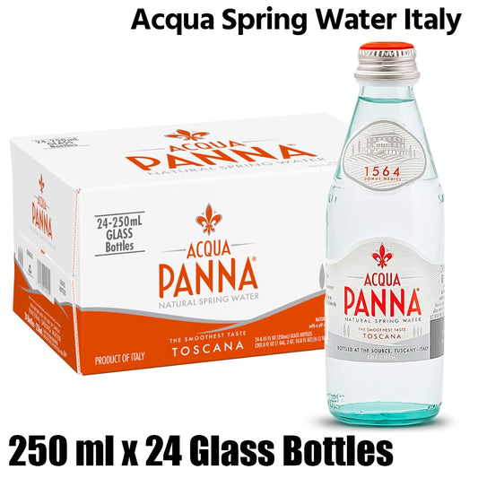 Acqua panna still water, glass bottles, italy, 1 box (24 bottles x 250ml each)