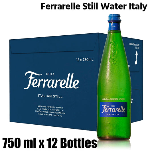 Ferrarelle still water, glass bottles, italy, 1 box (12 bottles x 750ml each)